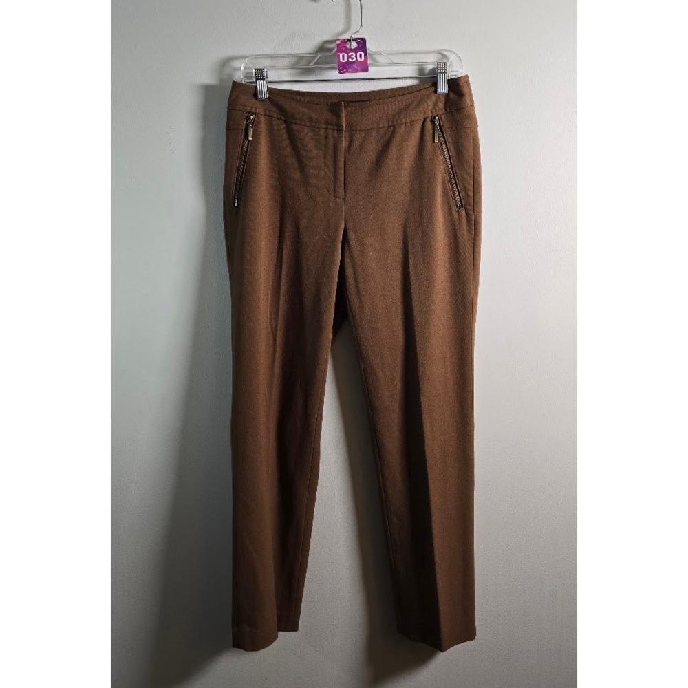 Rafaella Womens Pants Brown Zipper Pocket Dress Trousers Office Career Wear Sz 4